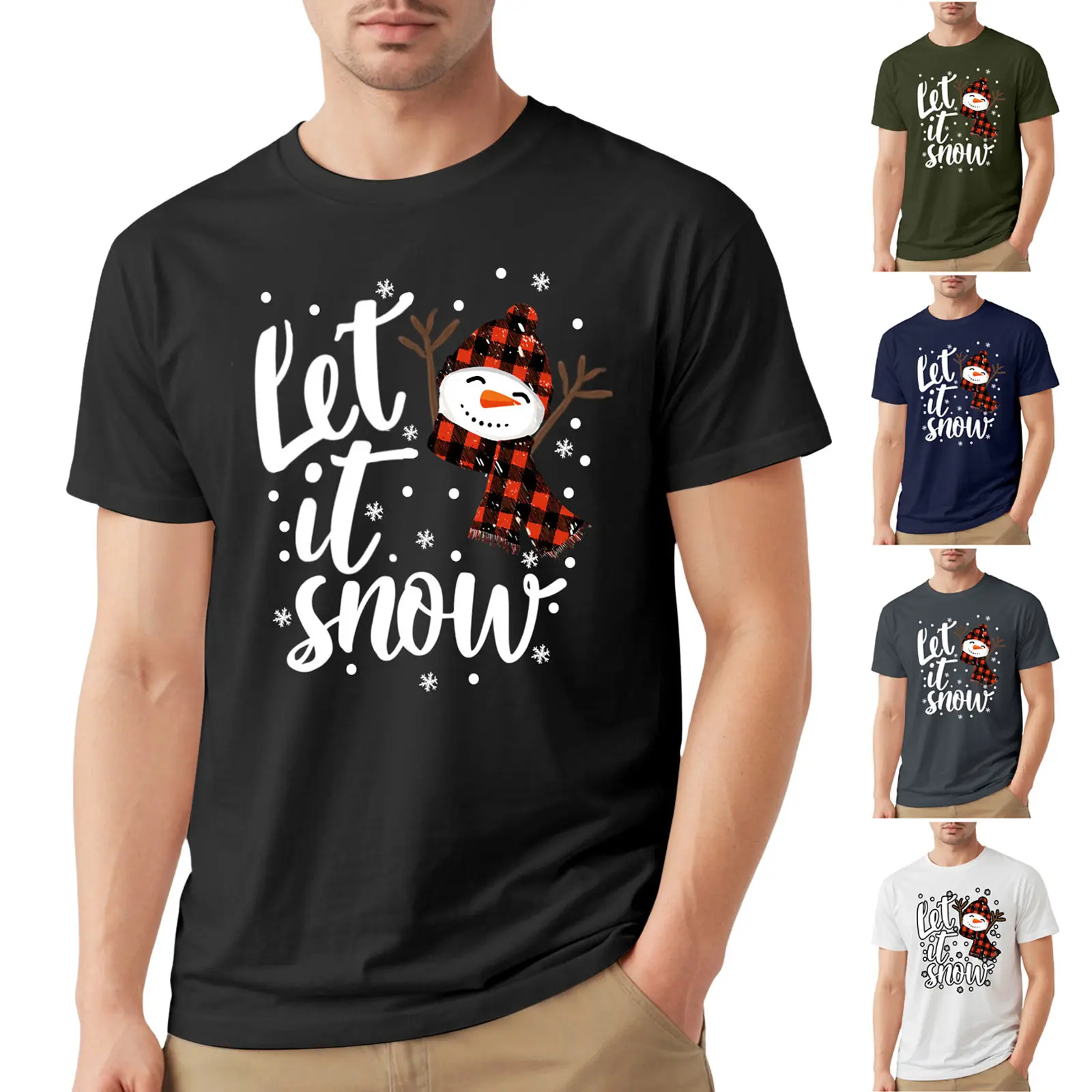 قمصان رجالية كبيرة وطويلة تي شيرت رجالي مرن برقبة دائرية وأكمام قصيرة مهرجان عيد الميلاد سعيد مشرق قمصان التنزه الرجال #2