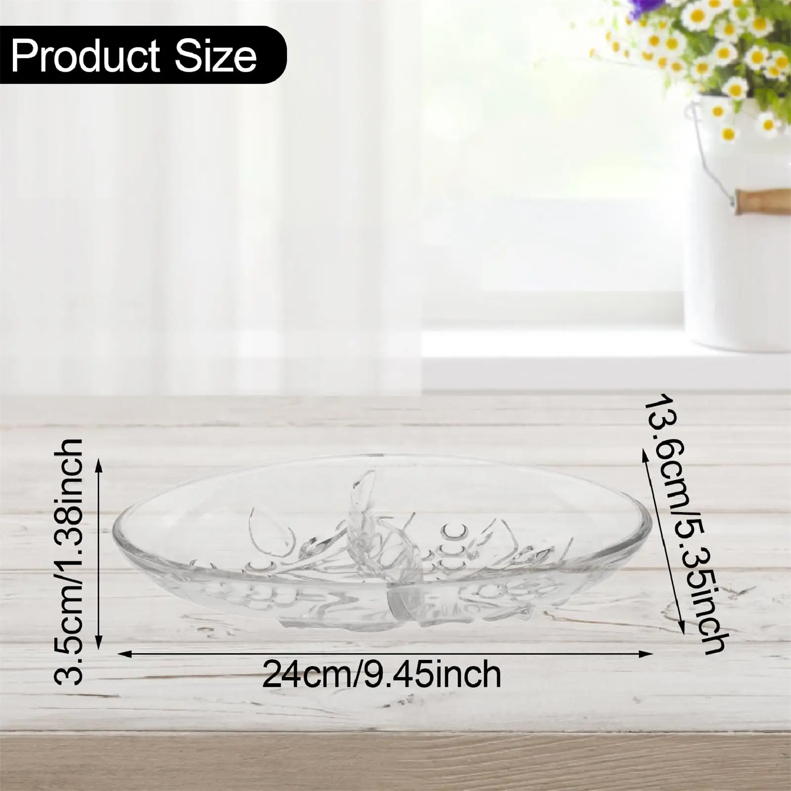 Decorative Table Serving Tray Divided Fruit Platter Clear PC Material for Home Kitchen Entertaining Events