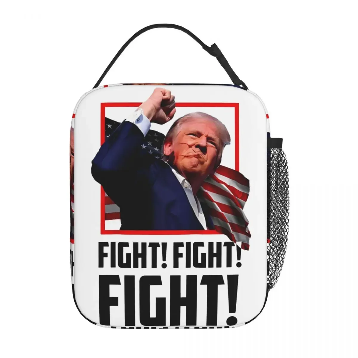 Donald Trump Fight Meme Insulated Lunch Bag Trump For 2024 President Food Container Bags Portable Thermal Cooler Lunch Boxes