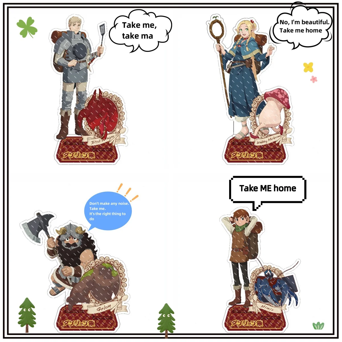 Anime Delicious in Dungeon Marcille Laios Senshi Chilchuck Falin Acrylic Stand Ornament Adornment Collection Gifts 15cm