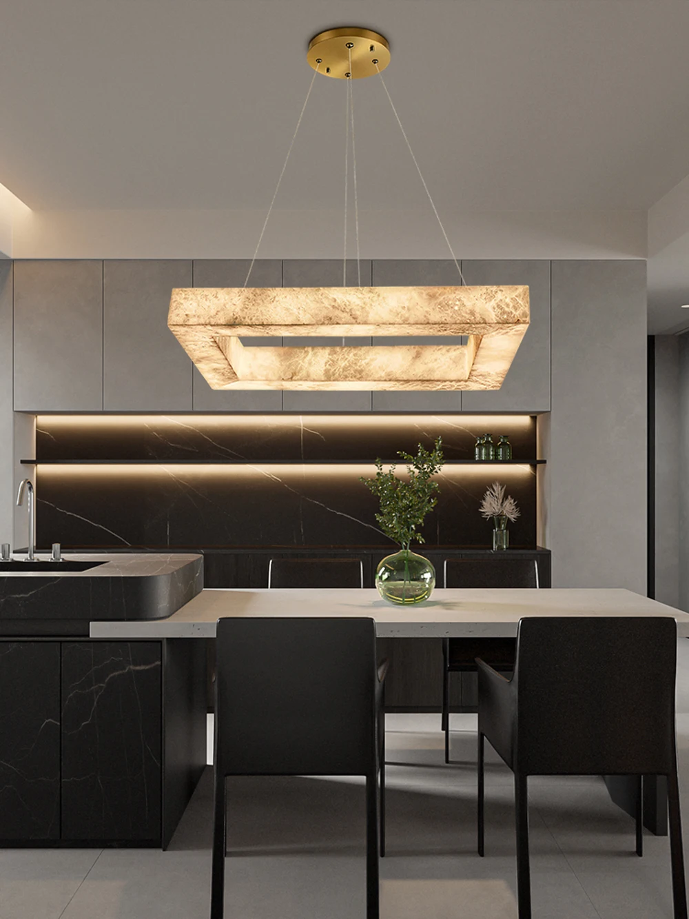 Dimmable LED Square Gold Chrome Black Pendant Light