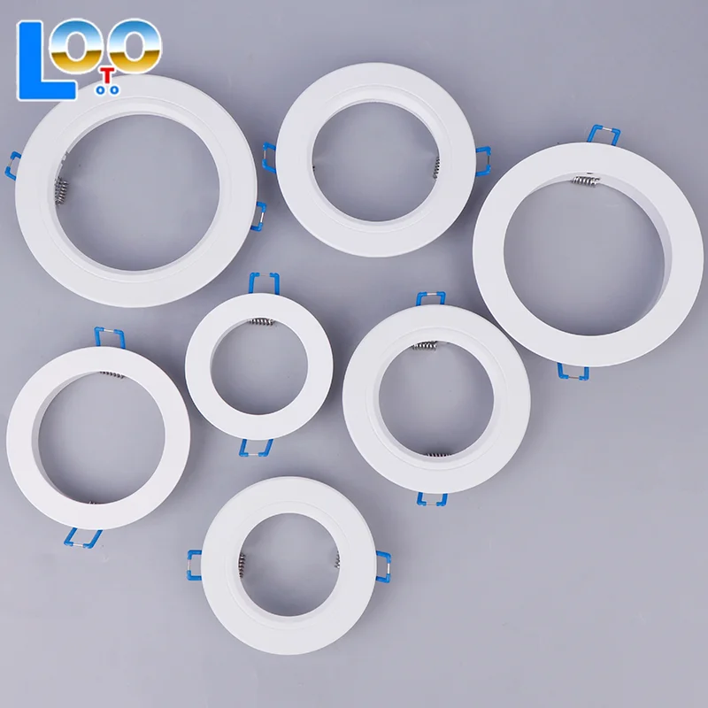 Soportes de foco LED para Downlight, adaptadores de soporte de luz, anillos de sombra de lámpara, agujero, marcos exteriores blancos, círculos recortados