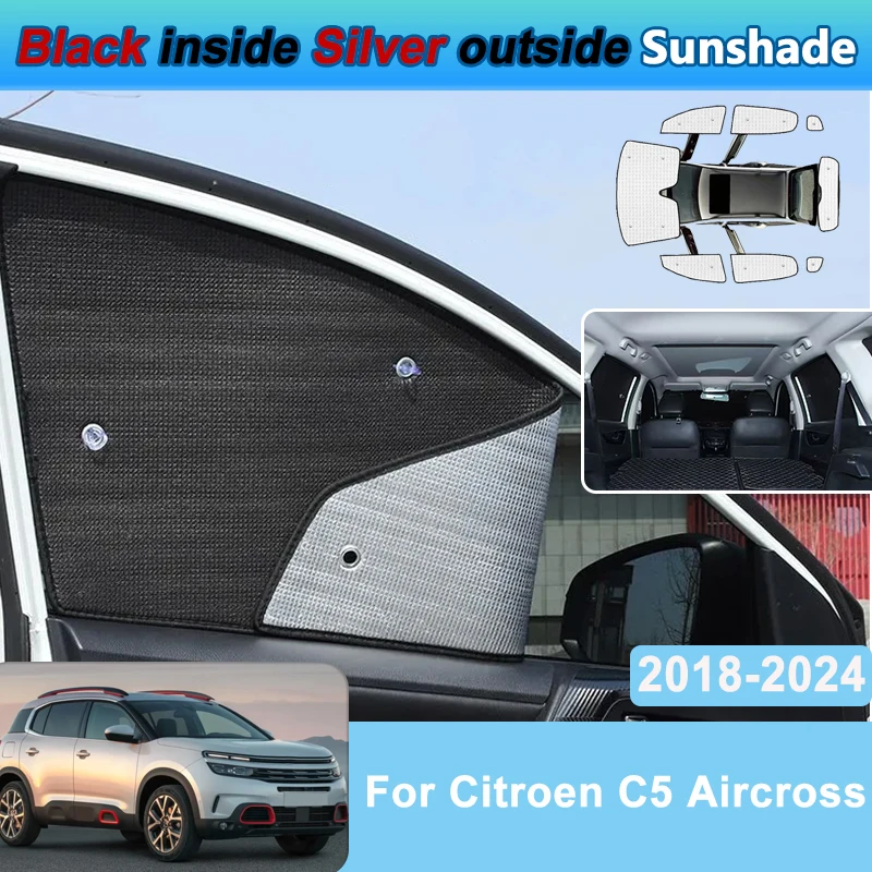 

For Citroen C5 Aircross 2018-2024 Car Full Coverage Sunshade Windshield Cover Privacy Shade Anti-UV Window Sun Visor Auto Parts