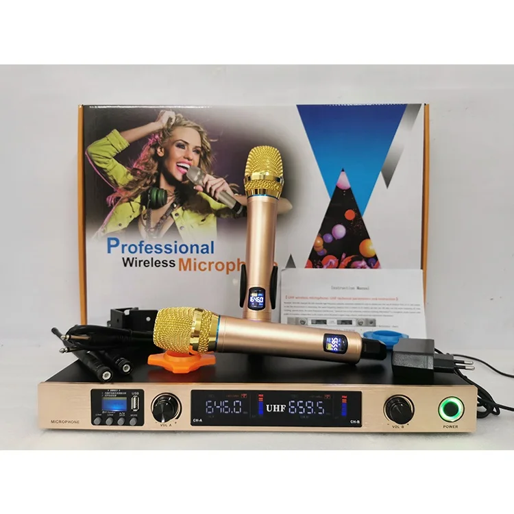 

XGT-1203 Dynamic Microphone UHF Wireless MP3 BT USB Effect for Conference and Singing Microphone for Professional Use
