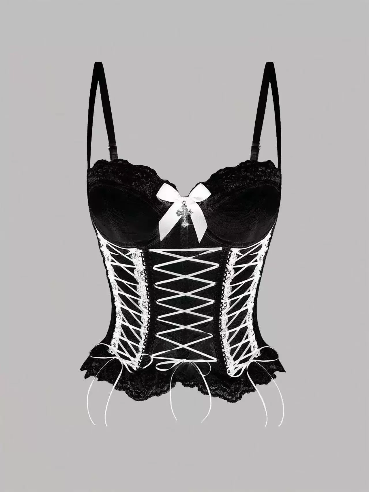 Orevena Gothic Ärmelloses Spitzen-Top für Damen, Y2K Slim Camisole, lässige Party- und Alltagsmode, Tops für scharfe Mädchen, koreanische Mode-T-Shirts – Detail 9