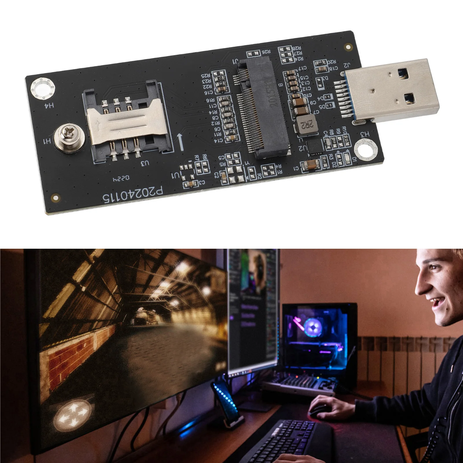 Network Adapter Card Network Adapter Card NGFF M.2 KeyB to USB3.0 4G 5G WWAN Module Adapter with SIM Slot WWAN Module Adapter
