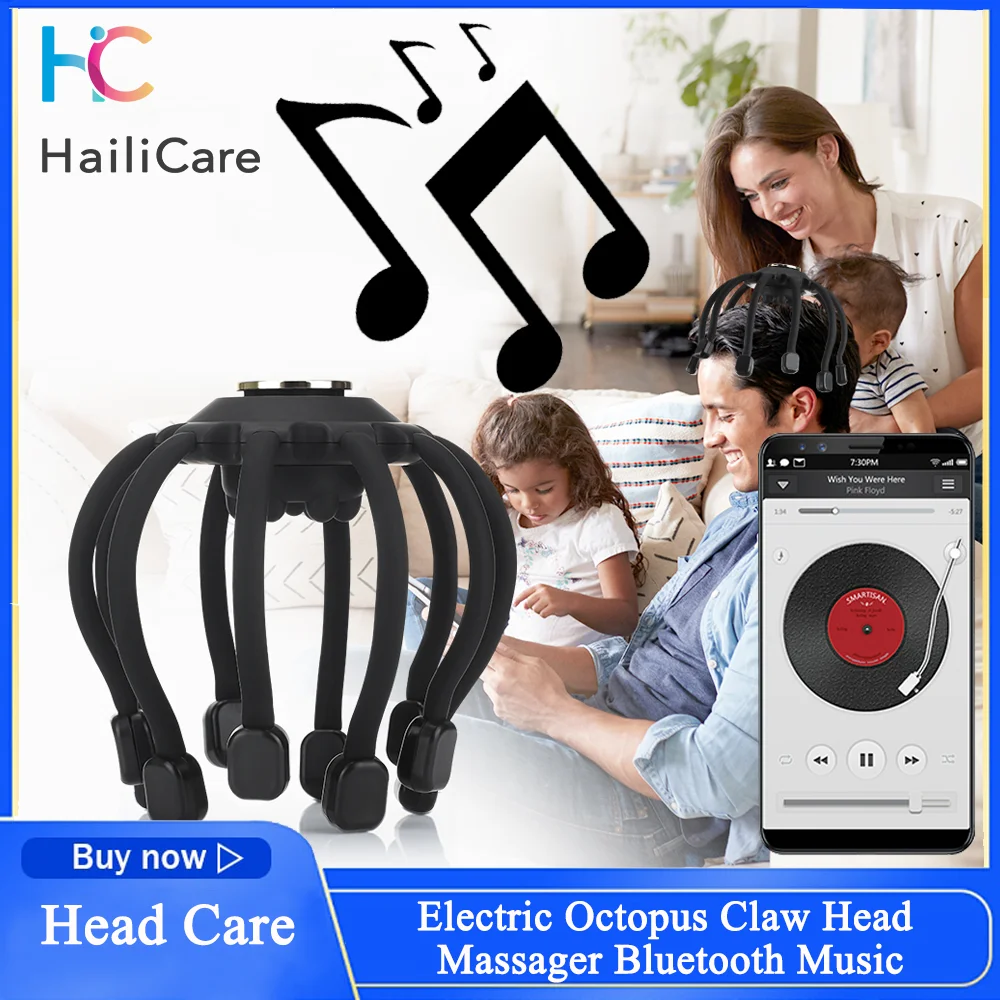 

Electric Octopus Claw Head Massager Bluetooth Music Head Scratcher Massage Machine Relief Stress Fatigue Vibration Scalp Massage