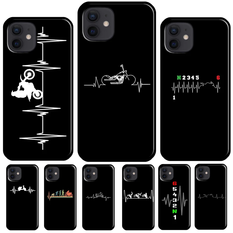 Motorcycle Heartbeat Cover For iPhone 16 15 13 Pro Max 12 Mini Plus X XR XS Max 11 14 Pro Max Phone Case