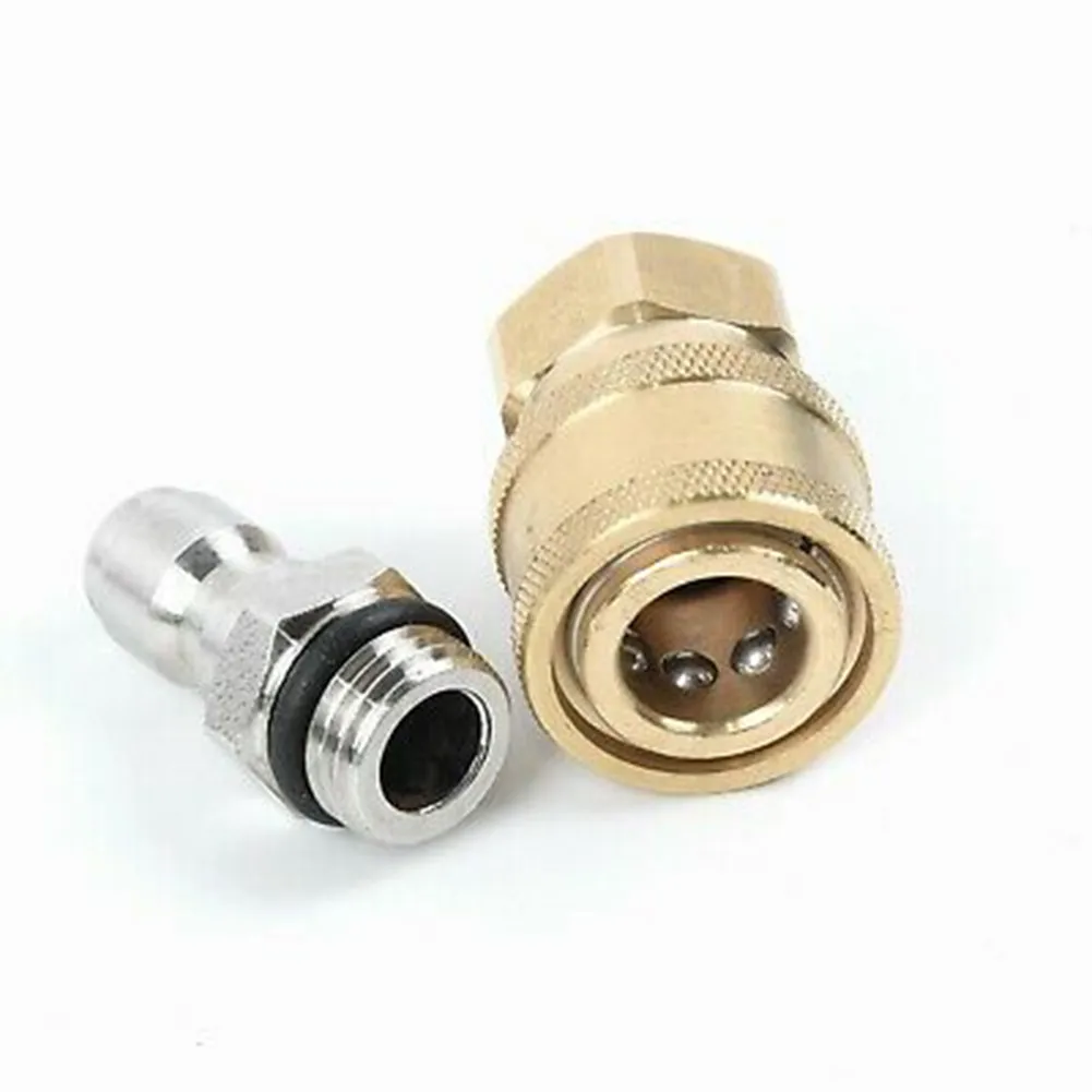 Quick Release Connector Tool 1/4Male 1Pair Brass M22/14 Female Parts Plug Pressure Washer Replace Stainless Steel