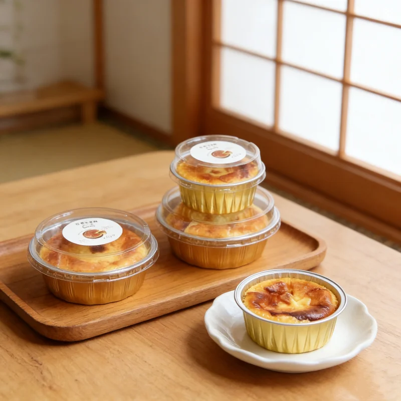  2-Inch 4-Inch Basque Aluminum Foil Box Caramel Pudding Taro Mud Packaging Box Baking Cake Tin Paper Cup Pastry Packaging... - view 4