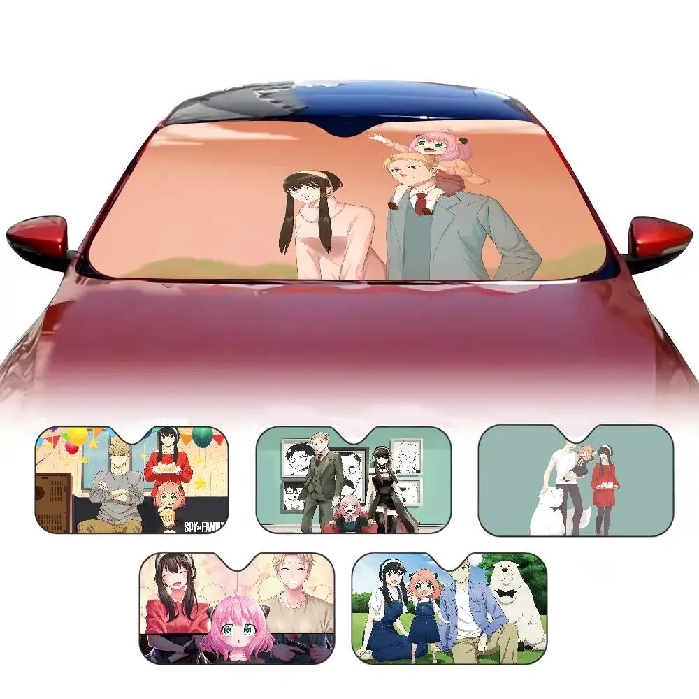 Kawaii Anime Spy X Family Personalized Windshield Sunshade Car Cover Sun Shade Auto Sun Visor Car-covers Car Solar Protection