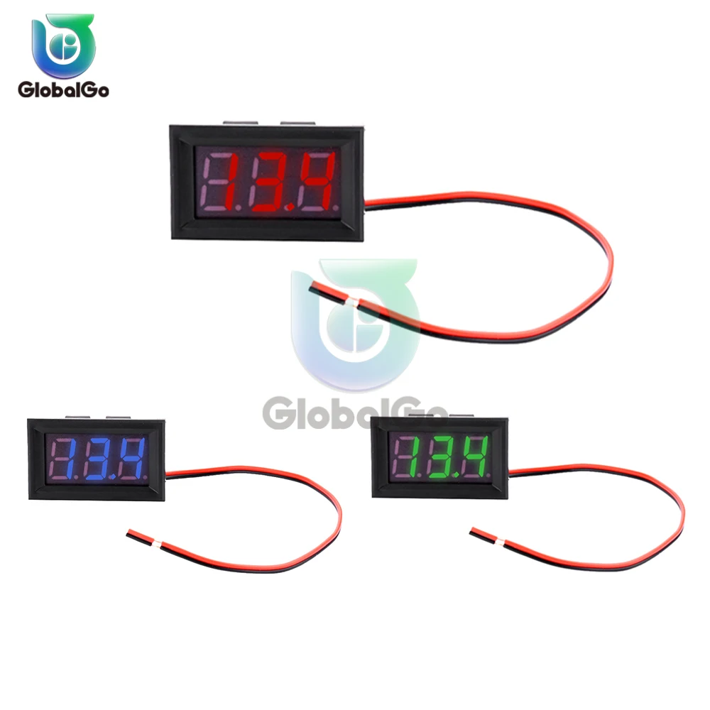AC 70-500V 0.56 "أدى الفولتميتر الرقمي الجهد متر أداة أداة فولت 2 سلك أحمر أخضر أزرق عرض 110 فولت 220 فولت ديي 0.56 بوصة