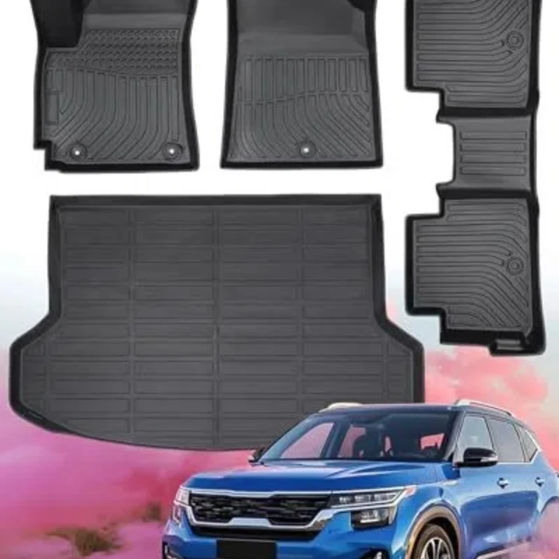 

Для Kia Seltos Коврики 2026-2021, для Kia Seltos Коврик (модели Non SX Turbo), всепогодные резиновые автомобильные коврики Полный комплект напольных