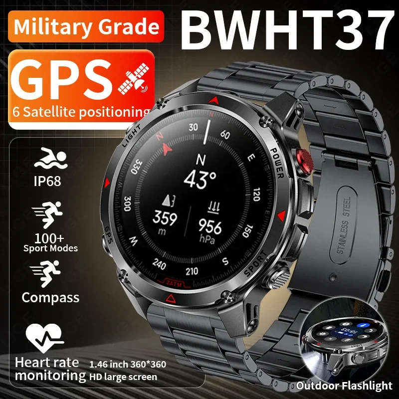 

Military Smart Watch GPS 3ATM Waterproof Bluetooth Call Health Monitor Smartwatch For Men Outdoors Sports Fitness Smart Watches