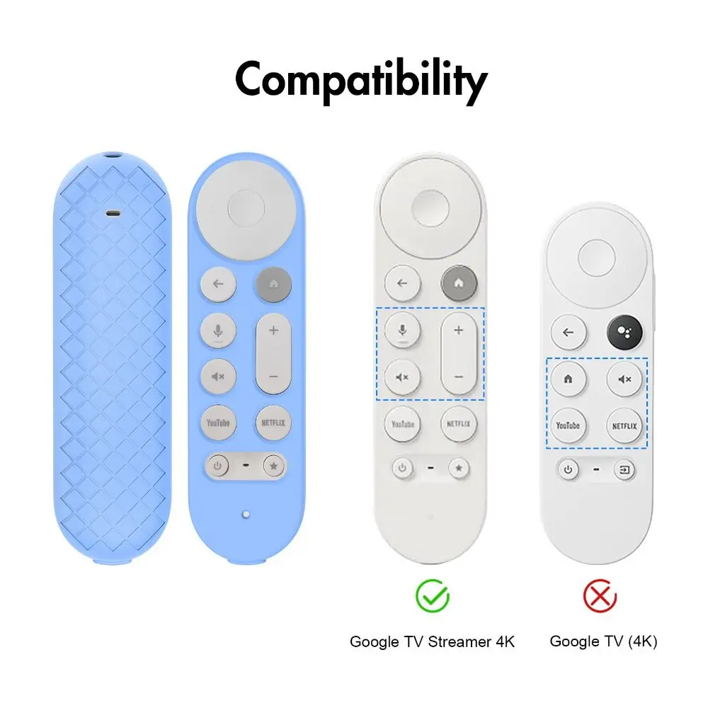 Silicone Remote Controller Cover Anti-scratch with Lanyard Remote Protective Case Shockproof for Google TV Streamer 4K 2024