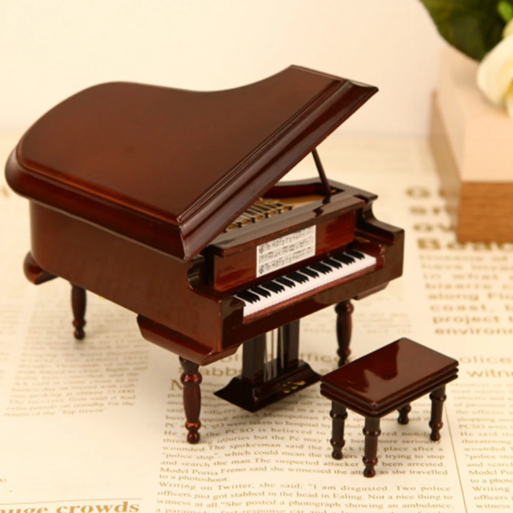 Miniature Grand Piano Model Kit Musical Instrument with Chair,for Home Office Decoration(Without