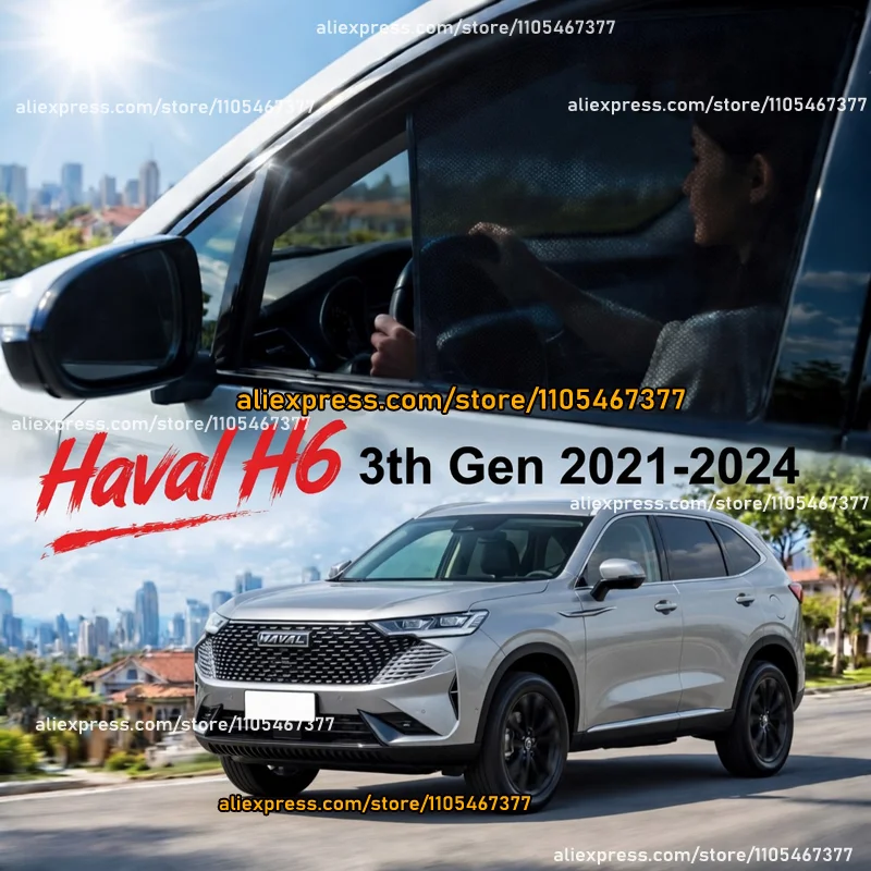 Magnetic Car Window Sunshades for 2021-2025 Haval H6(3rd Gen), UV Protection & Privacy Side Mesh Curtain