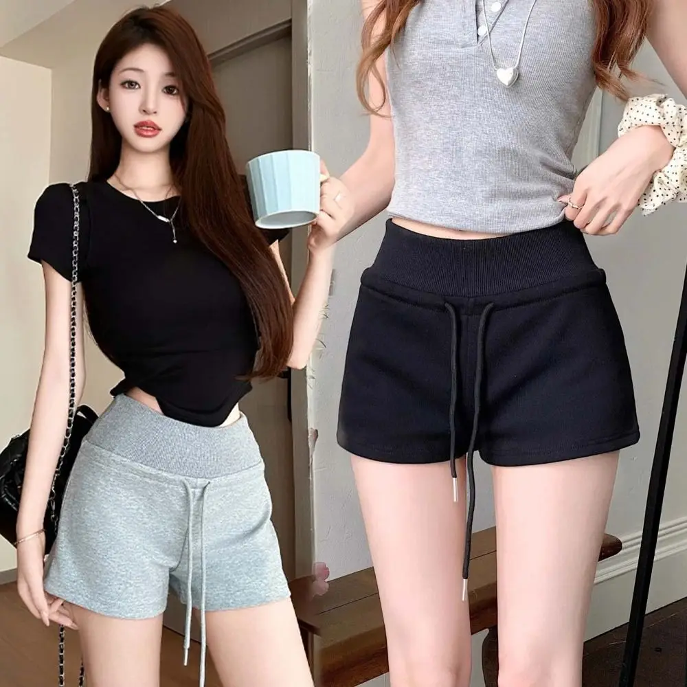 Drawstring High Waist Shorts Pajamas Pants Trousers Hot Woman Short Pants Slim Fit American Style Summer Casual Shorts