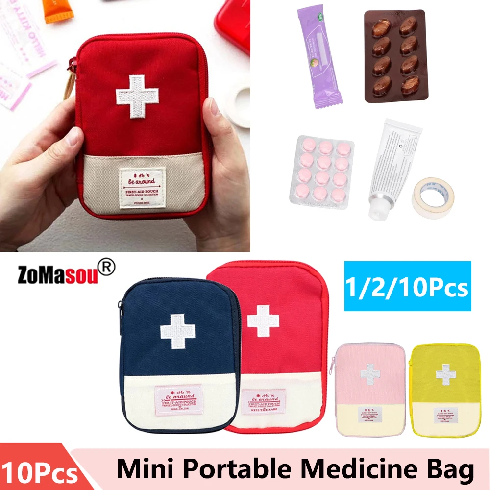 1-10Pc Mini First Aid Kit Portable Medicine Bag Outdoor Medical Emergency Kits Pouch Organizer Home Medicine Pill Storage Bag