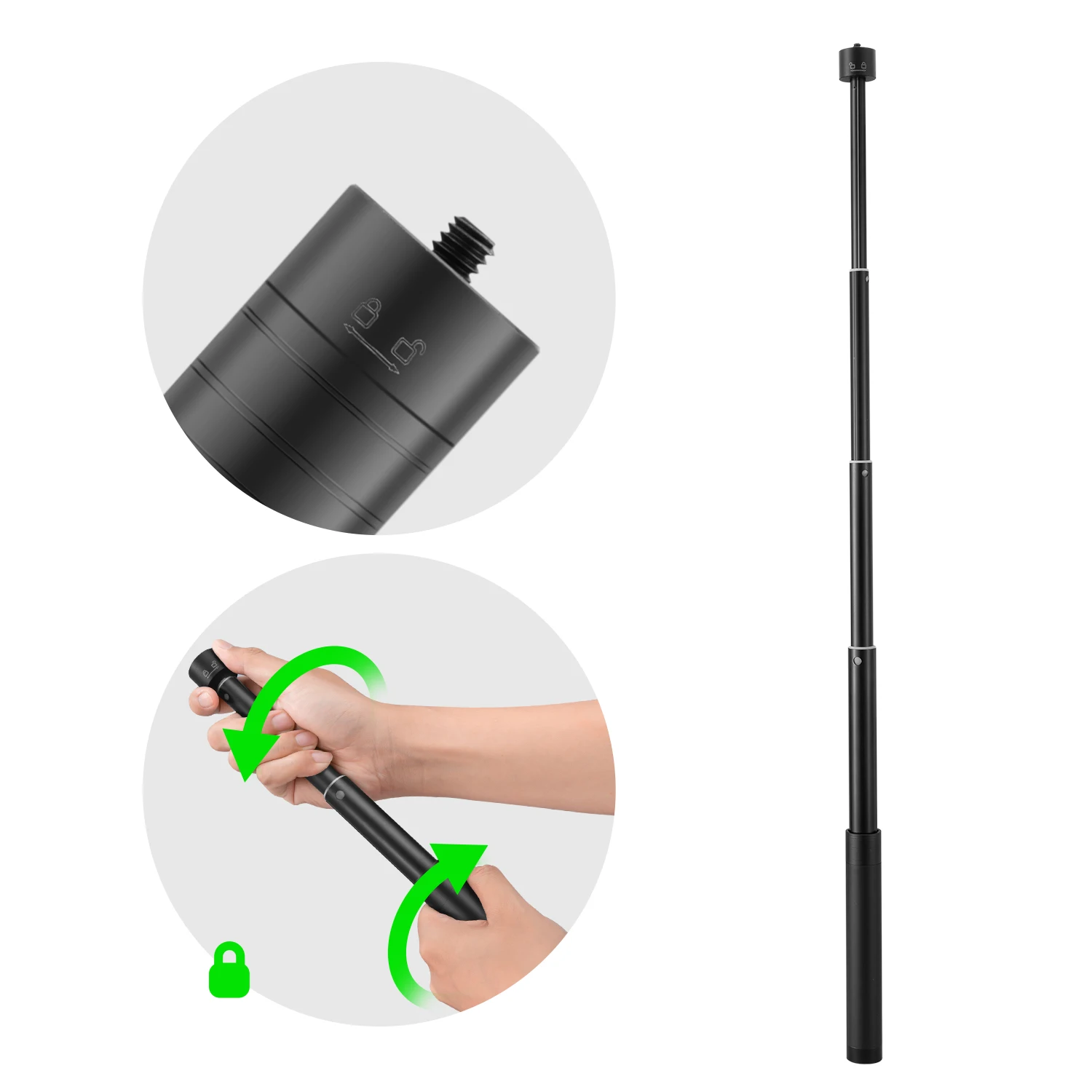 Zhiyun extensão pólo vara haste aperto extensível para smartphone portátil cardan m40 luz 1/4 ''furo de parafuso 7.4-28.8 polegadas
