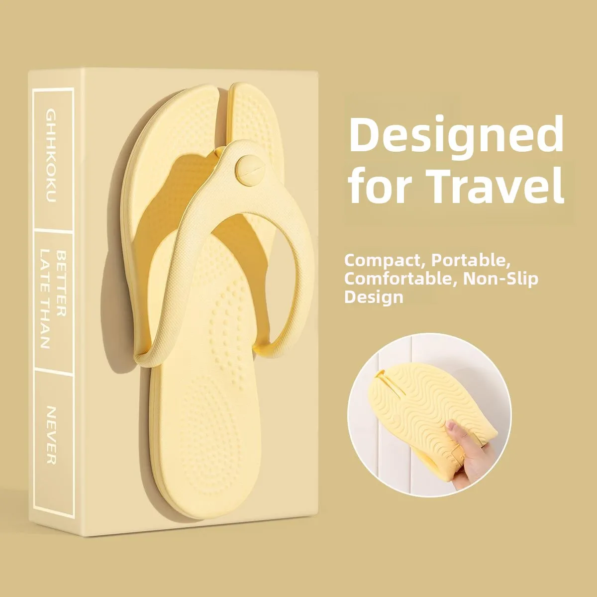 Portable Folding Travel Sandals Bathroom Friendly EVA Material Couple Friendly Slip-On Sum