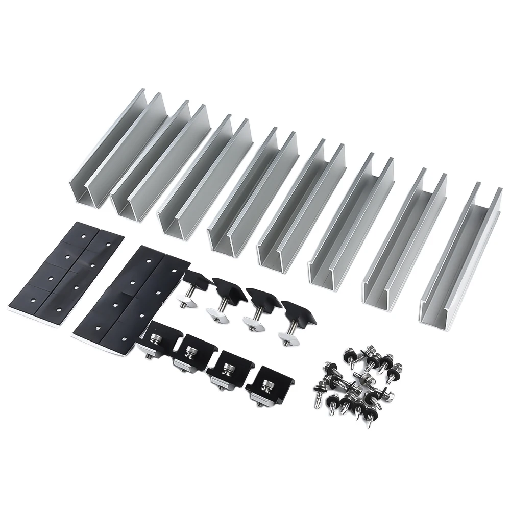 For Solar Panel Rails 4/6/8Pcs Black+Silver End Clamp Outdoor Hiking Automotive Camping High-Quality Materials