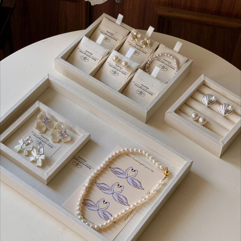 Wooden Jewelry Pallet Jeweler Luxury Counter Storage Pallets Necklaces Bracelet Earrings Display Tray Exhibitor Jewellery Trays