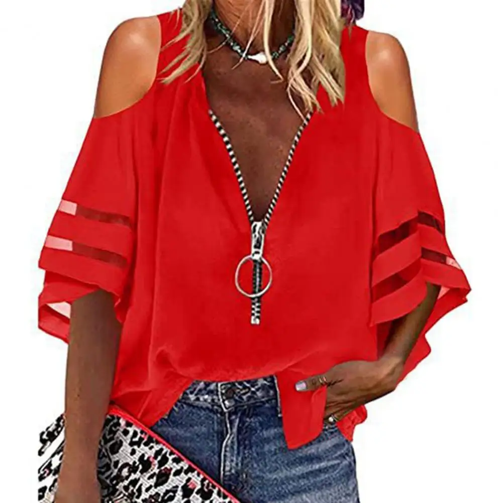 Pure Color T-Shirts Women Off Shoulder Tops Sexy Flare Sleeve V Neck Tshirts Women Summer Tees femme tshirts футболка женская
