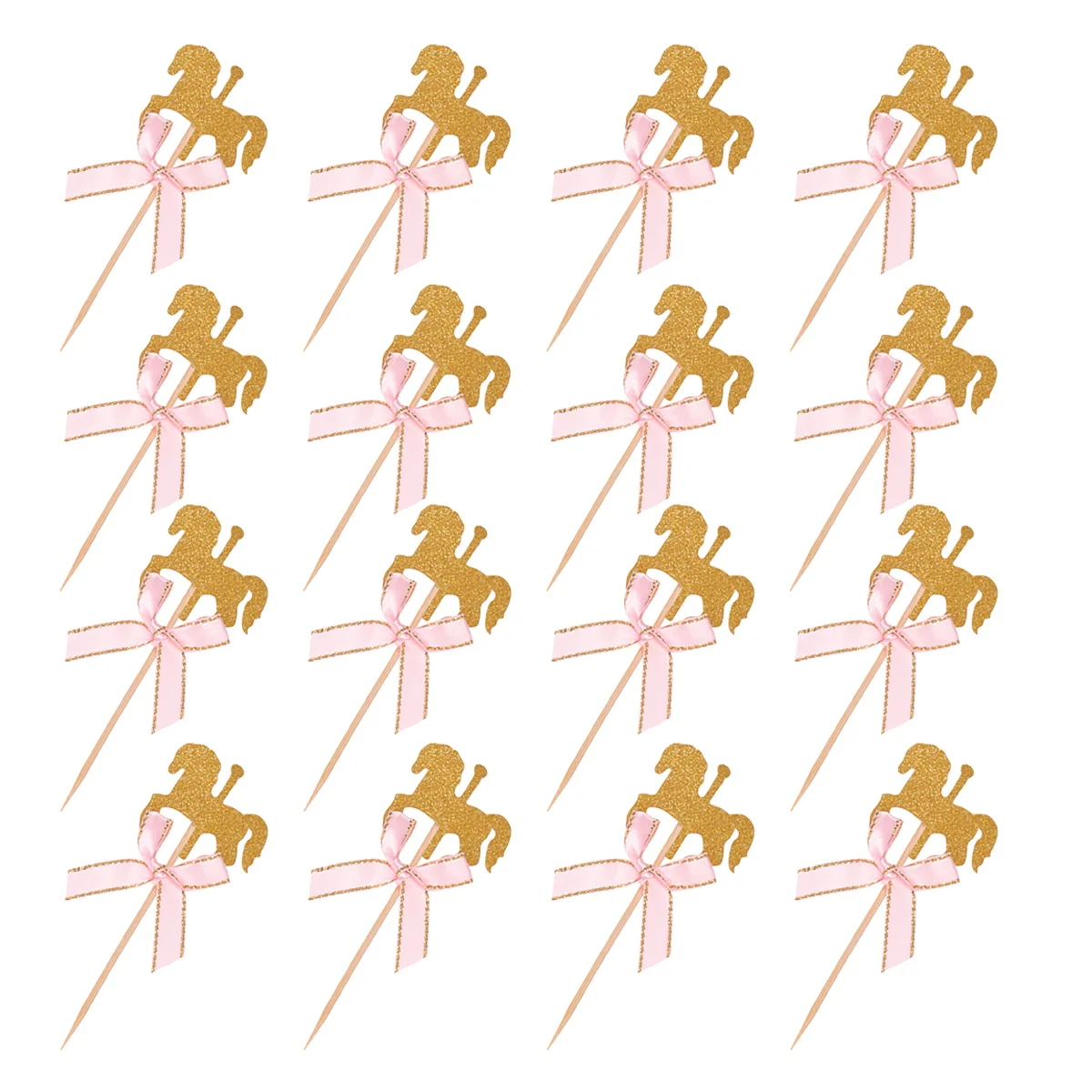 

50pcs Cake Fruit Decorations Carousel Horse Birthday Cake Picks Birthday Party Supplies Bamboo Paper
