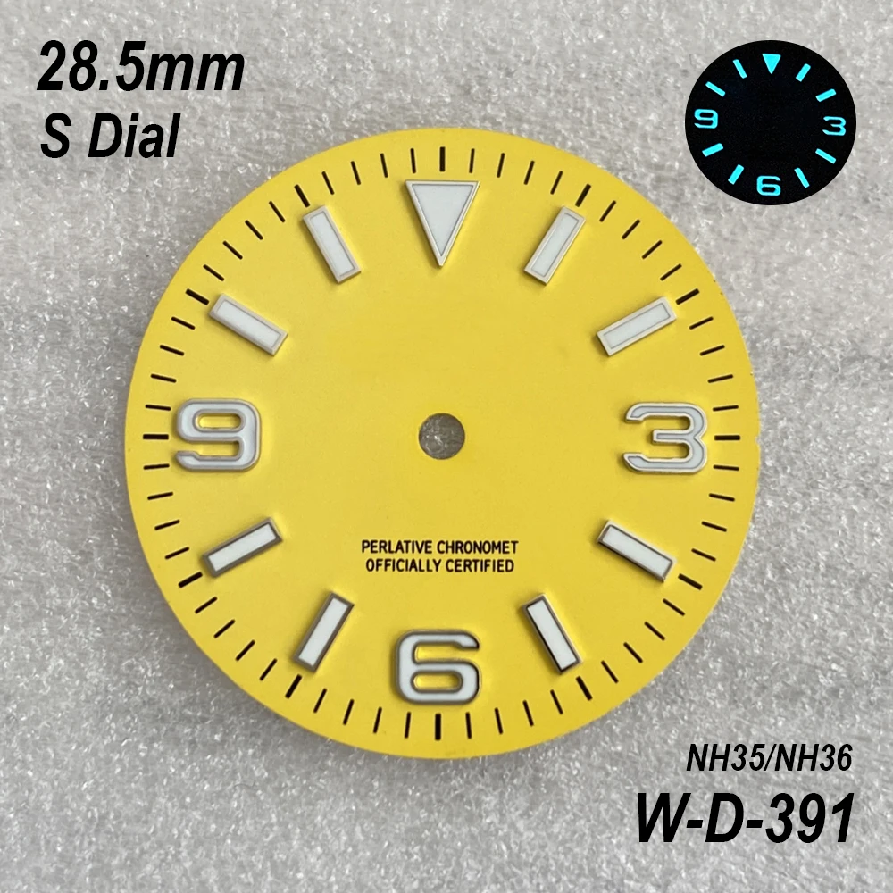 28.5 مللي متر S شعار Ex plorer Sunburst الهاتفي صالح NH35/NH36/4R/7S حركة الجليد الأزرق مضيئة ساعة عالية الجودة تعديل الملحقات #3