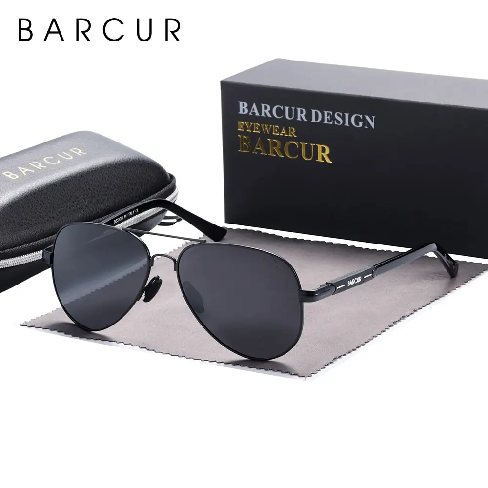 BARCUR Gepolariseerde Mens Zonnebril Pilot Zonnebril voor Mannen Accessoires Rijden Vissen Wandelen Brillen Oculos Gafas De Sol