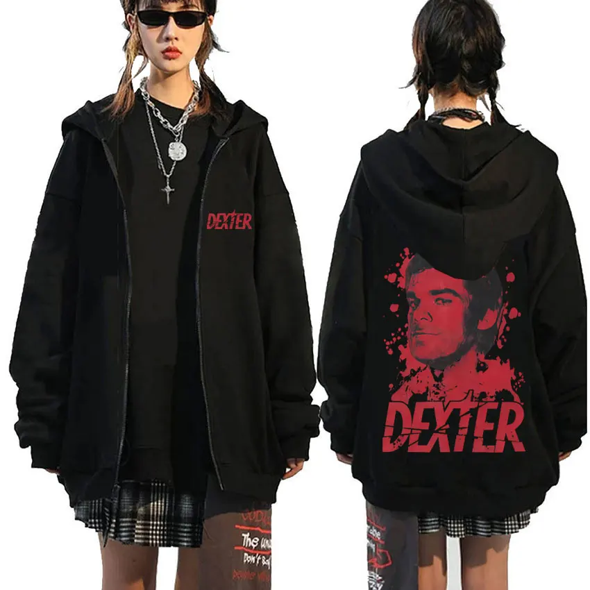 

TV Play Dexter Morgan Graphic Zipper Hoodie Men Women Clothing Fashion Retro Zip Up Jacket Men's Casual Cotton Zip Up Sweatshirt