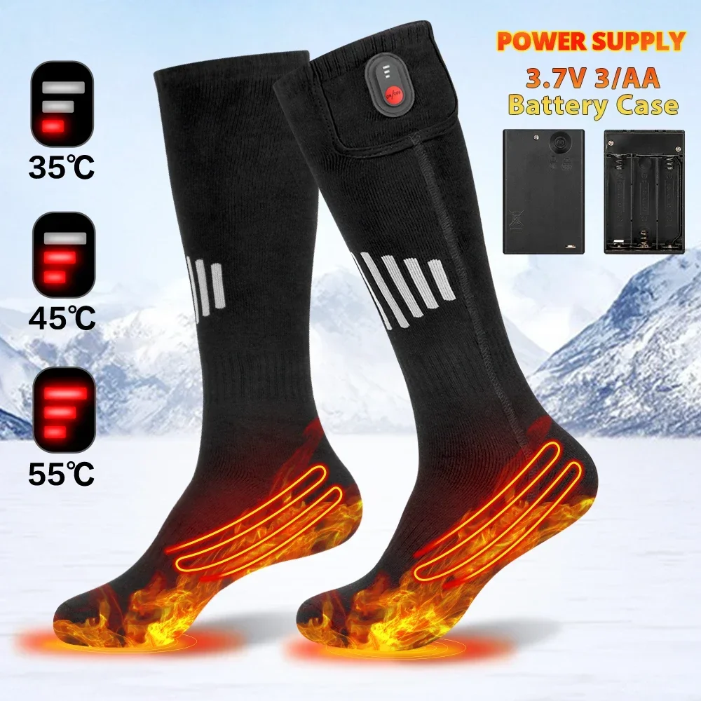 Winter Heated Socks Battery Case Thermal Socks Men's Women's Heating Foot Warmer Electric Socks Warm Sock Cycling Ski