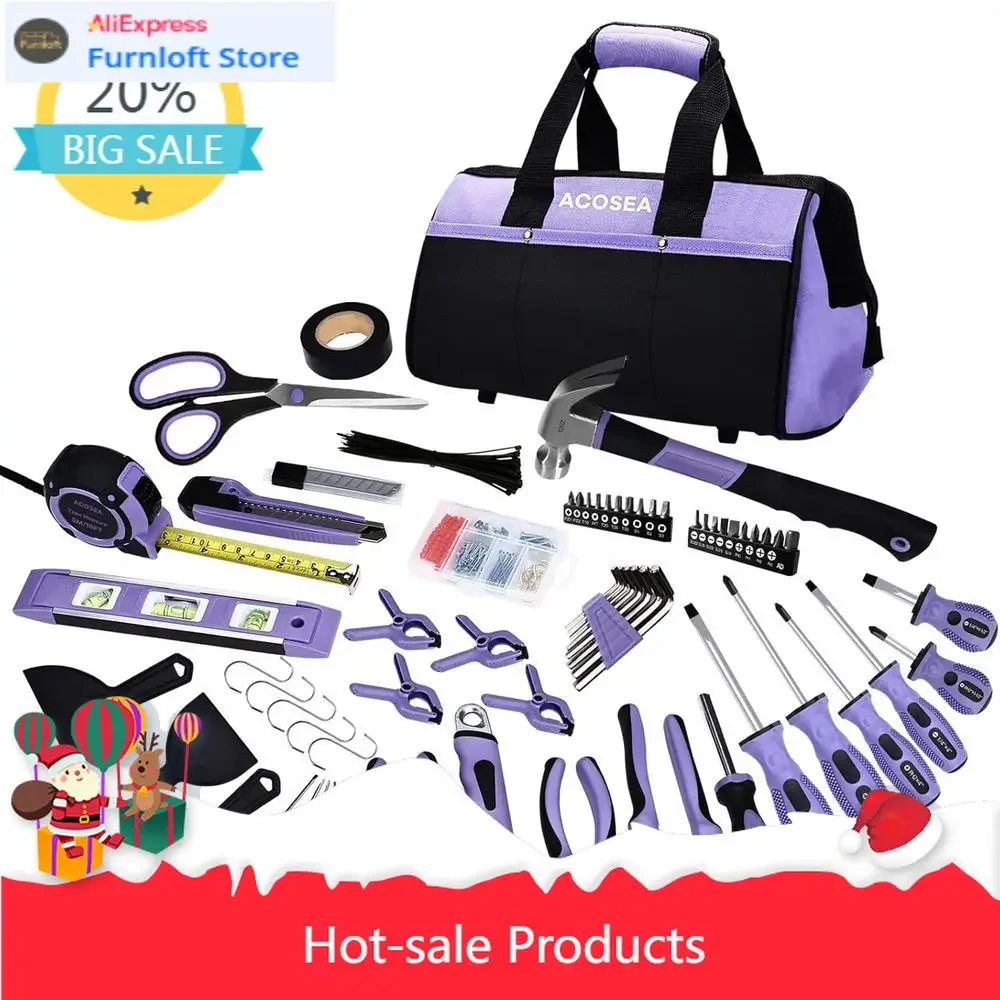 223-Piece Women's Tool Kit with 13-Inch Wide Mouth Bag for Home Maintenance Essentials