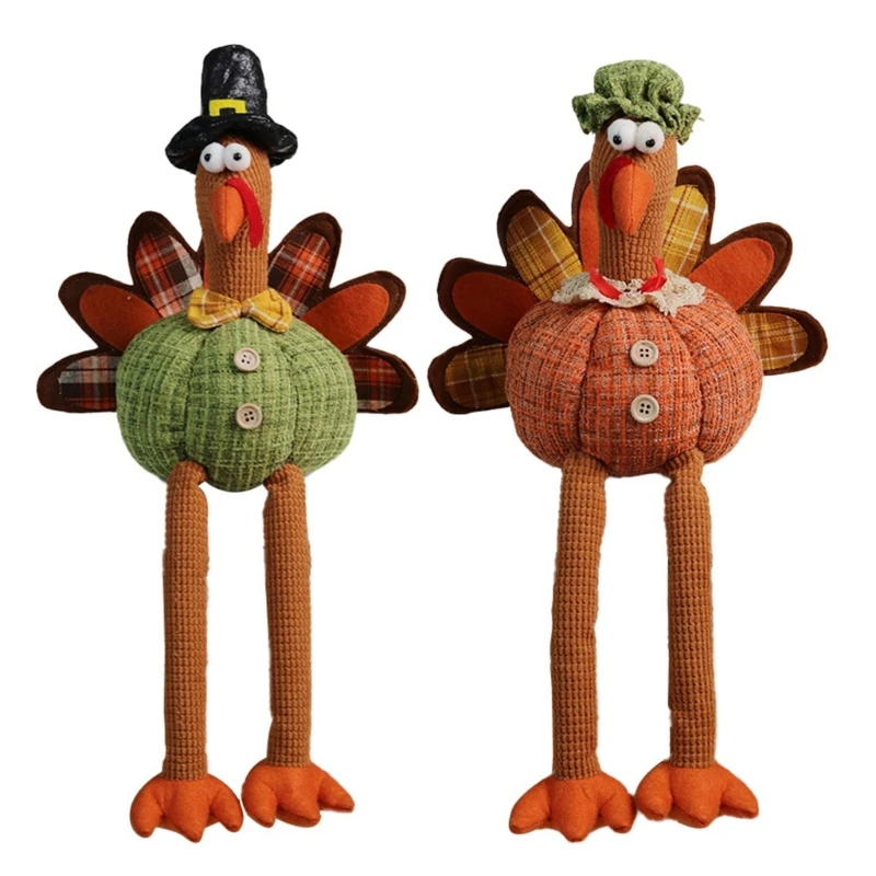 Thanksgiving Decoration Turkey with Dangling Legs Autumn Decors Turkey Figurine Festival Farmhouse Home Ornament H7EA