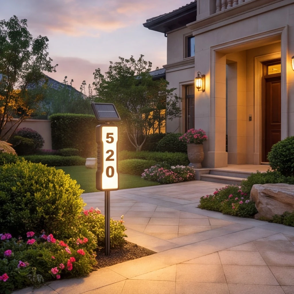 1PC Solar-Powered Dual-Light LED Address Sign with Stake Outdoor Illuminated House Number Letter Light for For Houses and Home