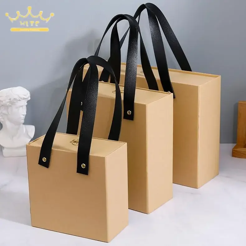 2pcs Large Gift Packaging Box Portable Handbag Christmas Party Gift Box Pull-Out Drawer Style Case Empty Box Accompanying