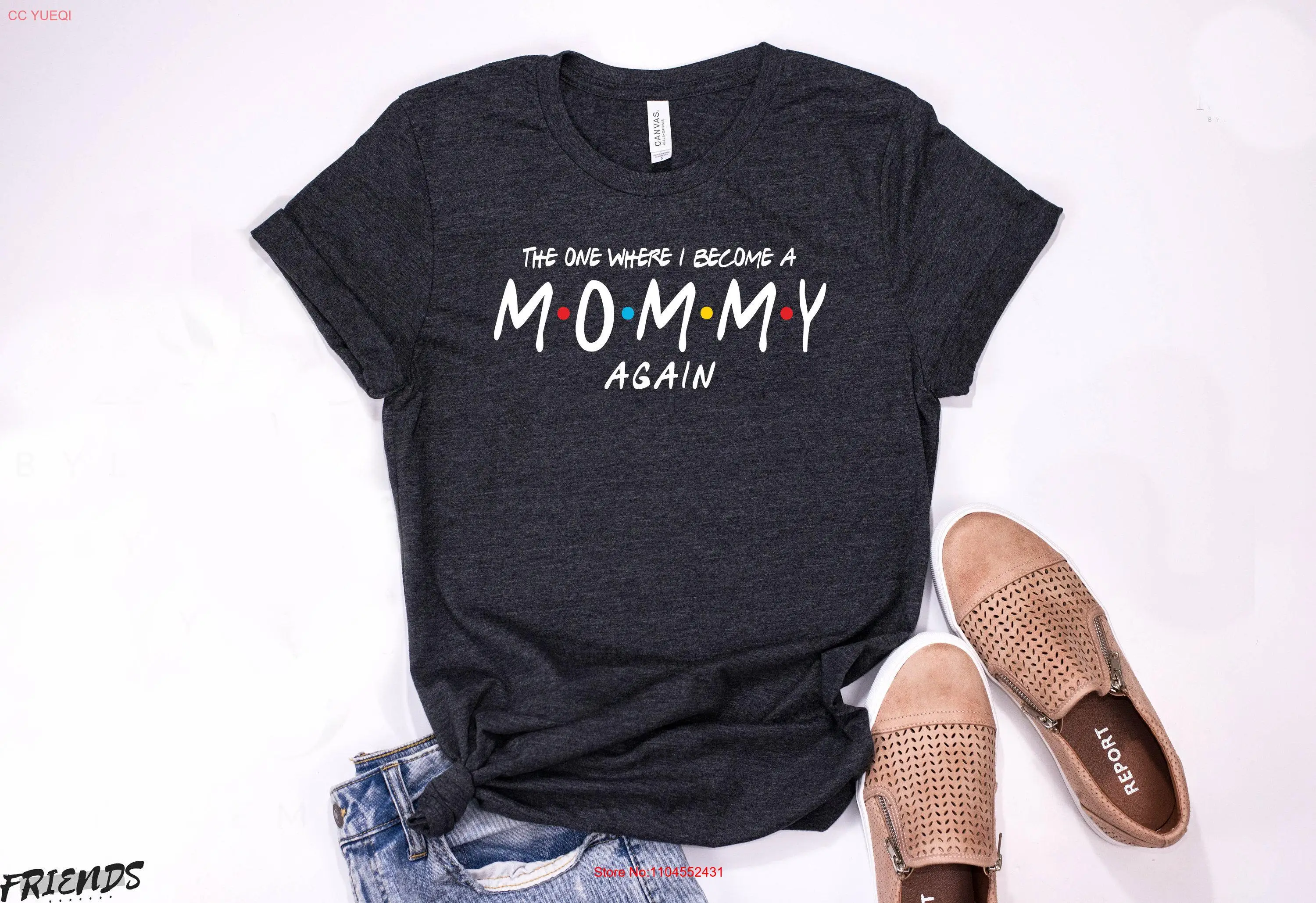 تي شيرت The One Where I Becom A Mom Again تي شيرت مضحك لإعلان الحمل للأم هدايا حامل مخصصة للسيدات بالإضافة إلى ذلك
