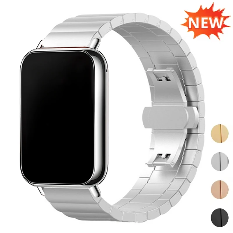 Stainless Steel Strap For Xiaomi Mi Band 9 Pro 8 Pro Metal Business Bracelet For Redmi Watch 4/5 Wristband Accessories Correa