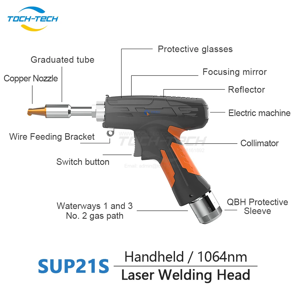 SUP21S 3000W Water Cooling Metal Handheld Welding Head Portable Stainless Aluminium Steel Lazer Welder Machine Head