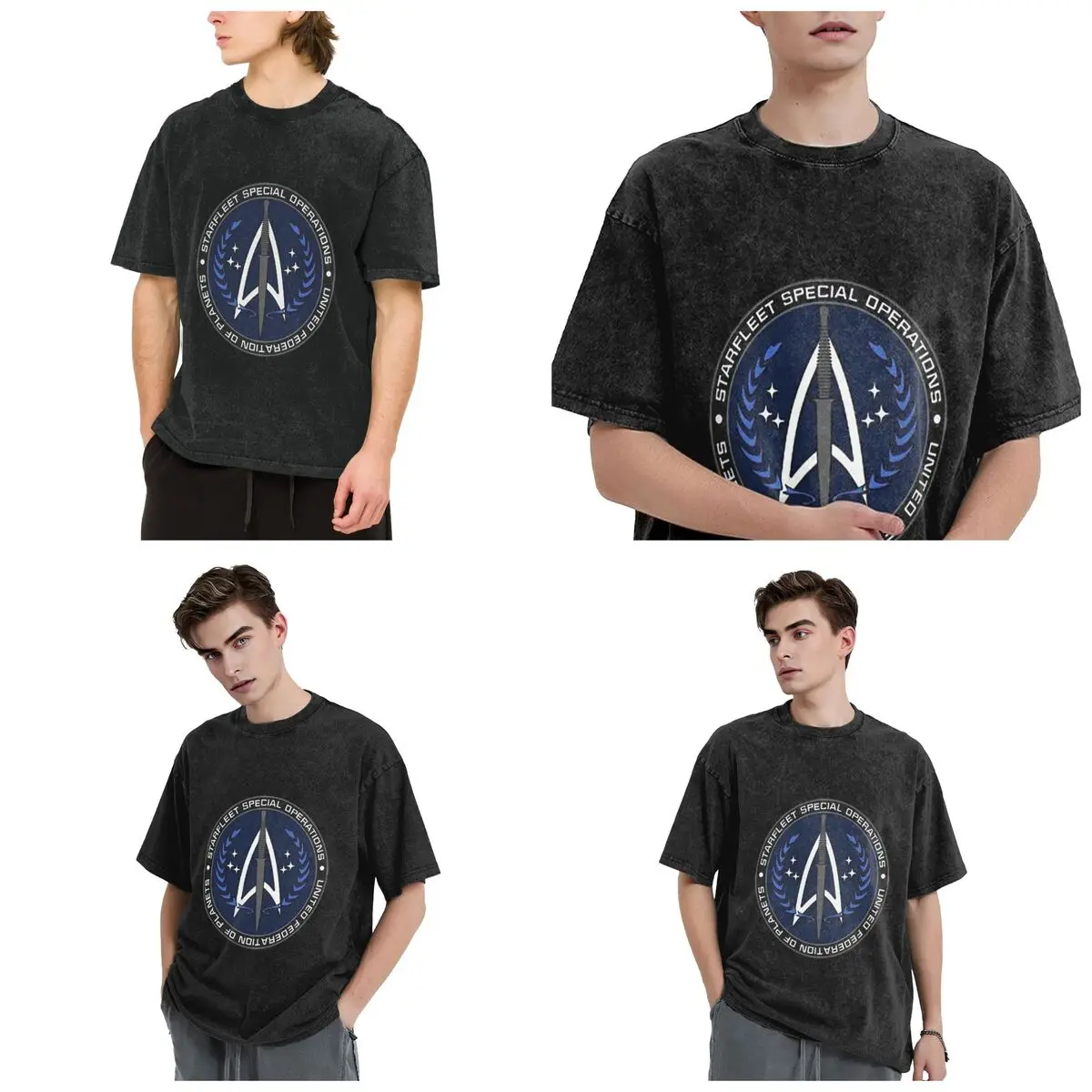 Star Treks Science Fiction TV Series Hip Hop Short Sleeve T-Shirts Washed Tops Tees Streetwear T Shirt Casual for Men Women