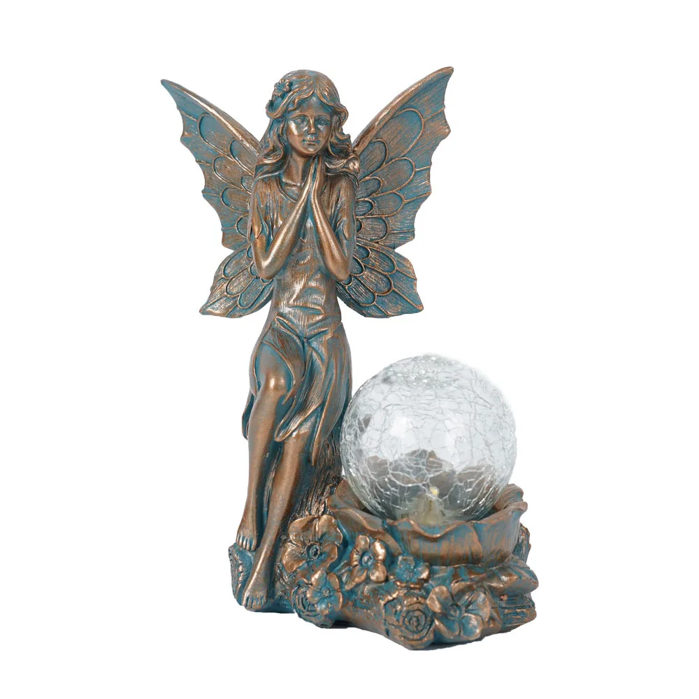 

Garden Fairy Decor Solar Outdoor Statues Fairy Garden Accessories Fairy Figurine for Outside Gifts Resin Ornaments for Patio