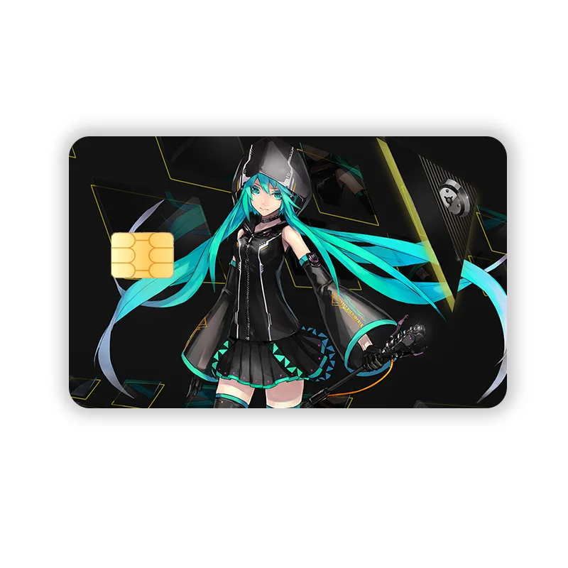 Film de protection pour carte de débit et de charge bancaire, autocollant imperméable Kawaii, Hatsune ku Cartoon, autocollants de peau de carte de crédit, décoration