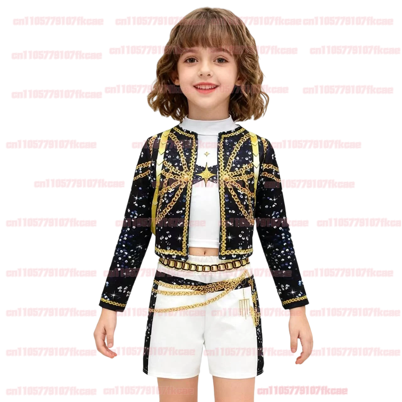 Rumi Concert Sets For Children K-Pop Witch Hunter Cosplay Costume Halloween Suit Top+Skirt+Jacket+Bag 4Pcs Girls Birthday Dress