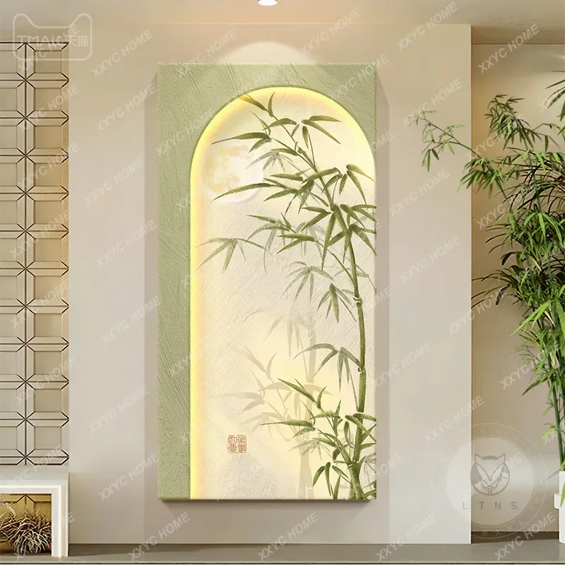 

Новая декоративная подвесная картина в китайском стиле с бамбуковым узором, креативное освещение, высококачественное вертикальное настенное украшение для прихожей