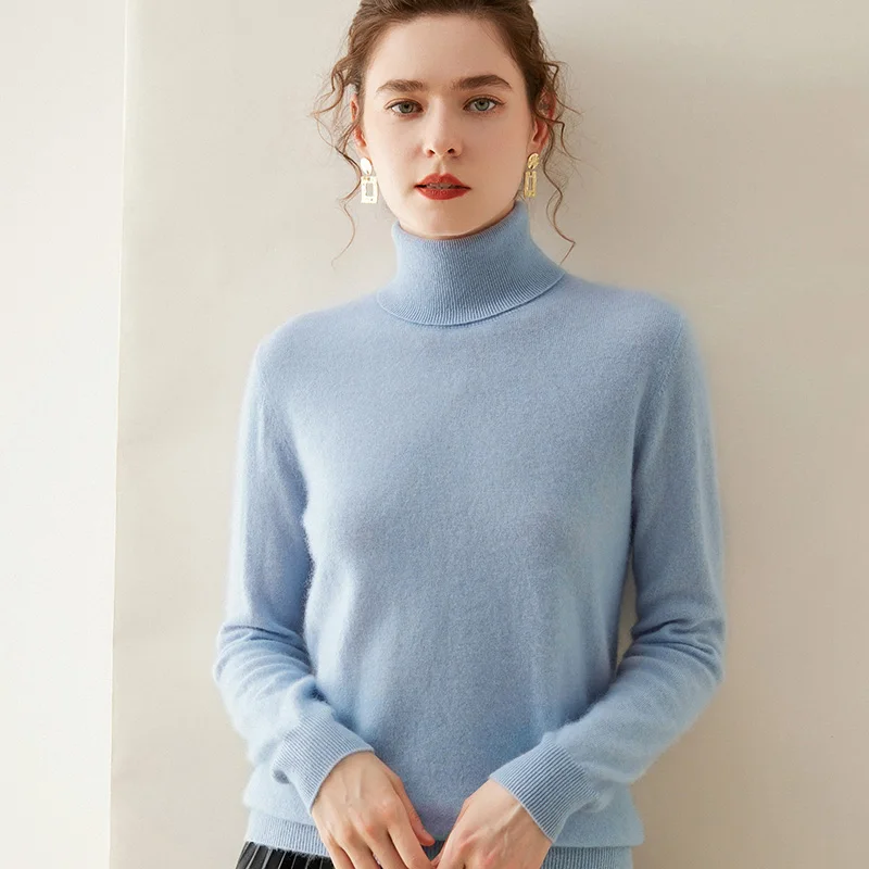 WinvyNee 2024 New Autumn Women Cashmere Wool Sweater Long Sleeve Turtleneck Soft Warm Casual Solid Pullovers Tops A1054003B