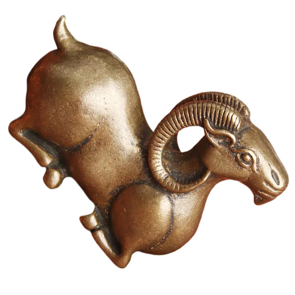 

Brass Goat Ornament Ink Pen Stand Rack Calligraphy Brush Rest Chinese Holder Replace