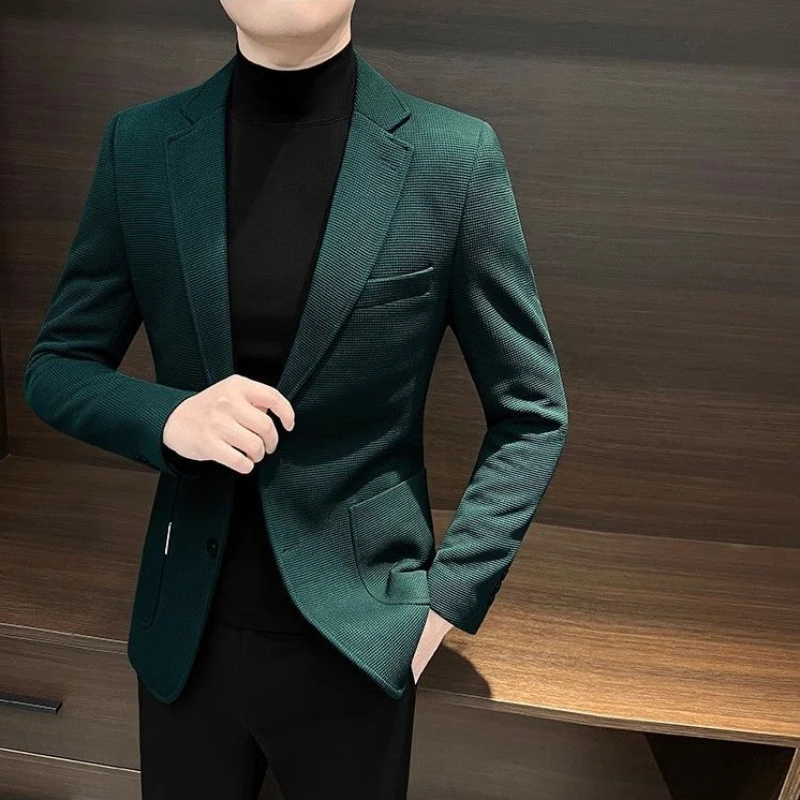 Male Business Blazer Spring Autumn Single Breasted Coat New In High Quality Fashionable Simple Clothing Men\'s Suit Dress Jackets