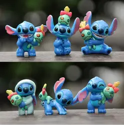 Miniso 6pcs Lilo & Stitch Cartoon Cute Figure Model Collection Anime Desktop Ornament Birthday Cake Decoration Kids Toys Gifts