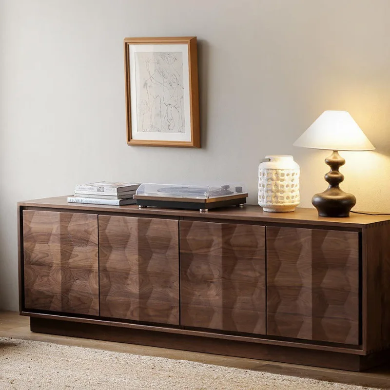 cabinet, living room against the wall, locker, side cabinet, North American black walnut retro wood storage TV cabinet